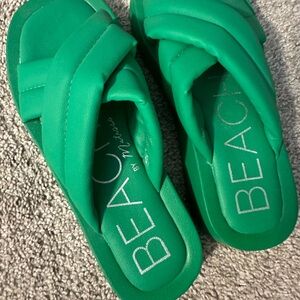 Green Slide Sandals